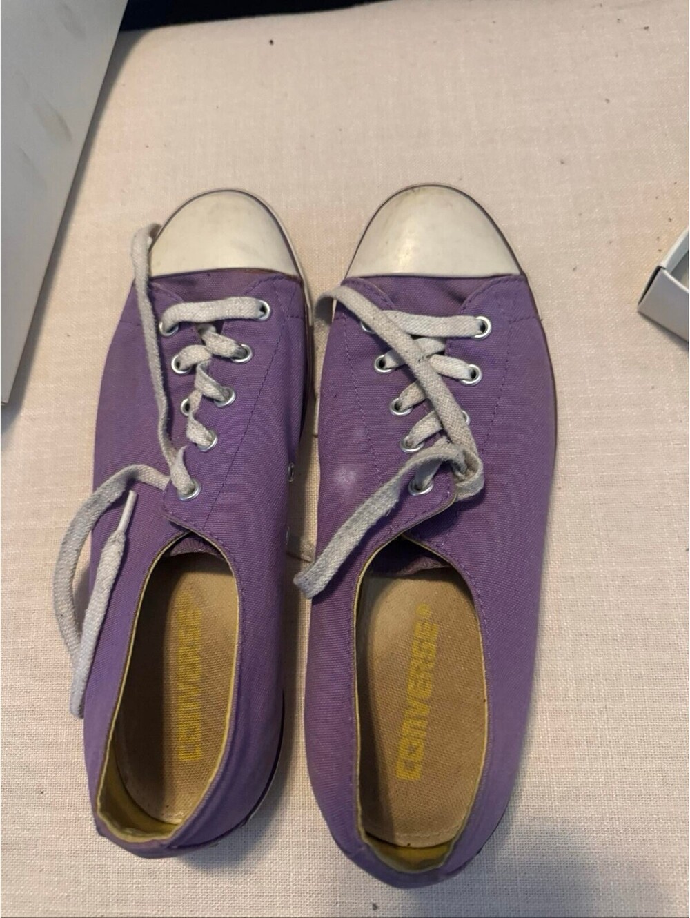 Converse All Star Low Top Purple Canvas Sneakers Shoes Size 8.5 White Toe 105 WH
